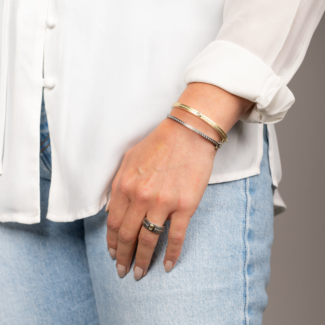 2.5mm Adam Silver Diamond Bangle Bracelet