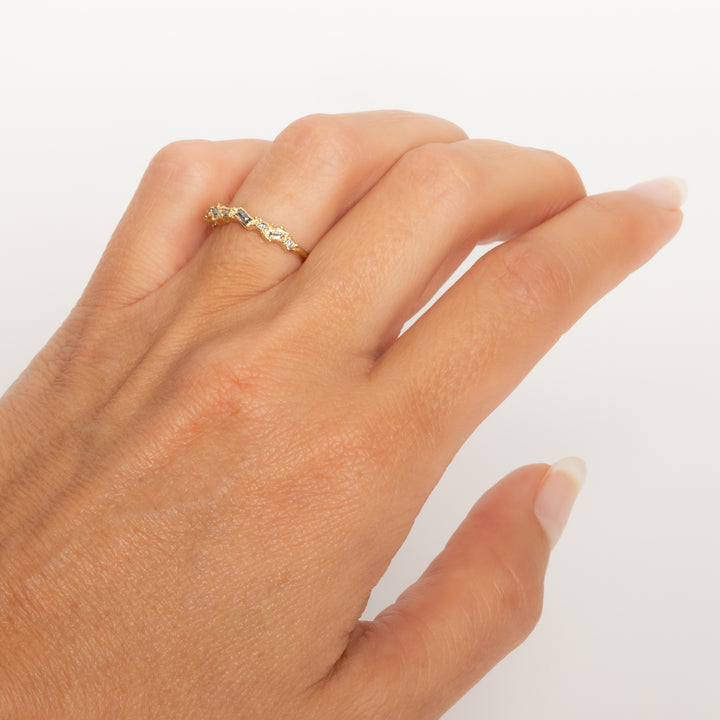 V 1.8mm Salt & Pepper Diamond Half Eternity Scatter Ring
