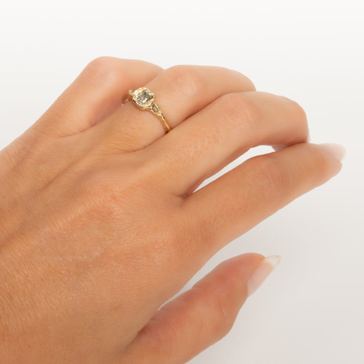 Armach Champagne Diamond Three Stone Organic Ring