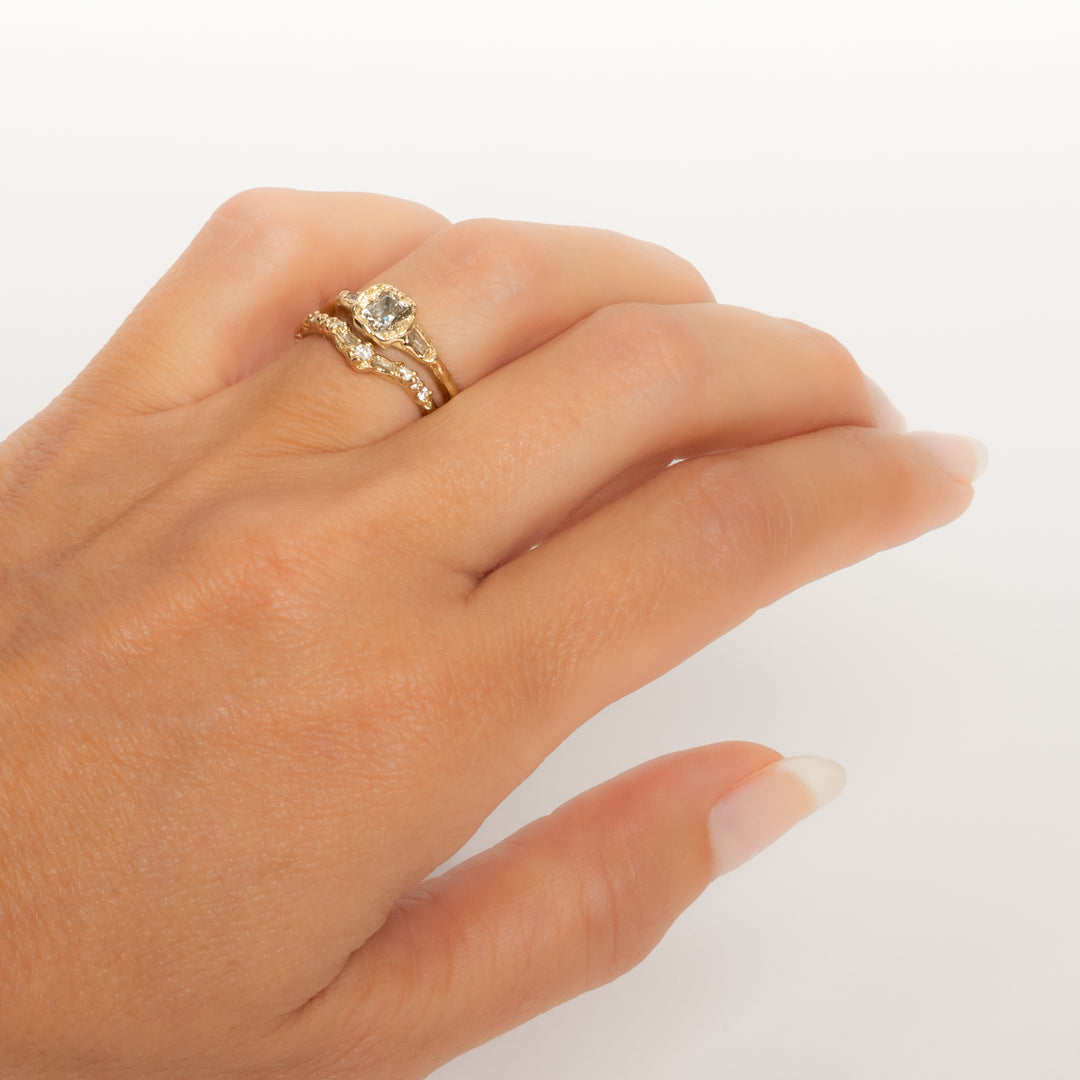 Armach Champagne Diamond Three Stone Organic Ring