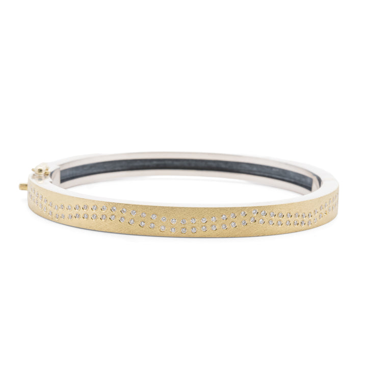 6mm Rene Double Yellow Gold and Silver Diamond Bangle Bracelet