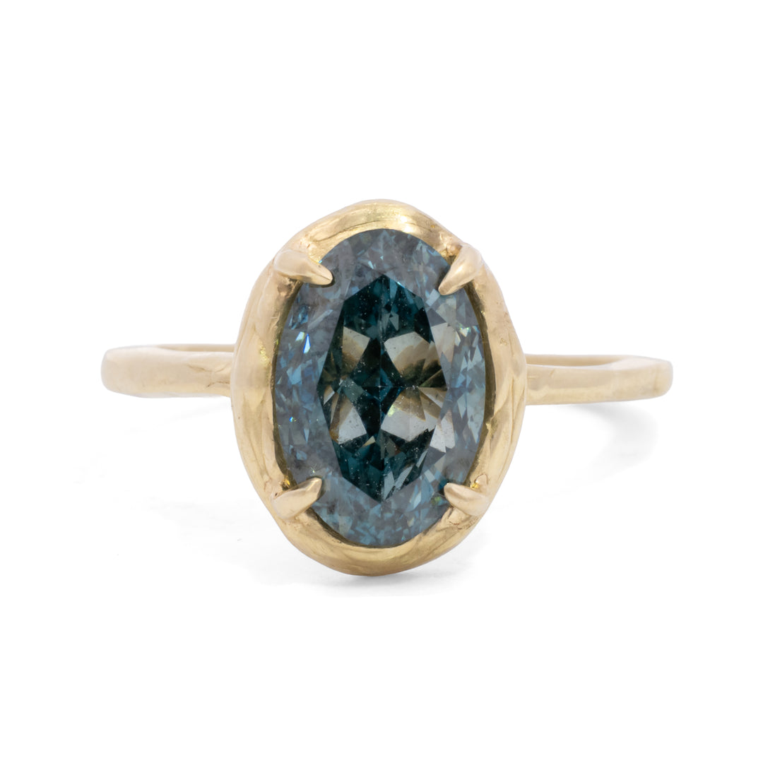 3.00 ct Brilliant Cut Lab Grown Certified Blue Diamond Ring