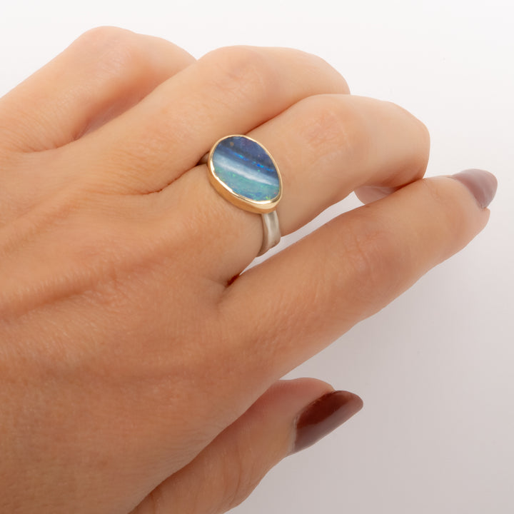 Australian Boulder Opal Ring