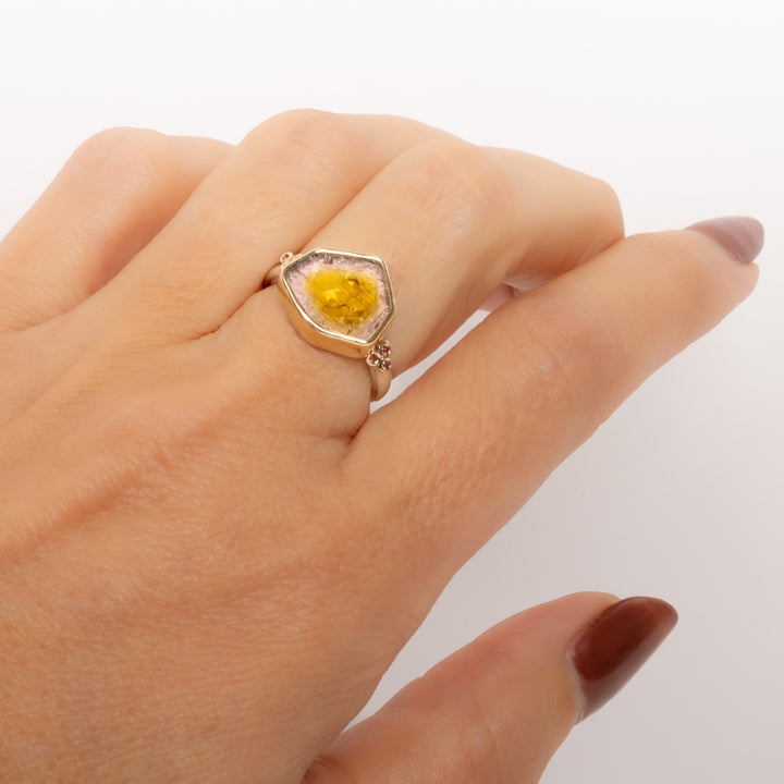 Watermelon Tourmaline & Sapphire Ring