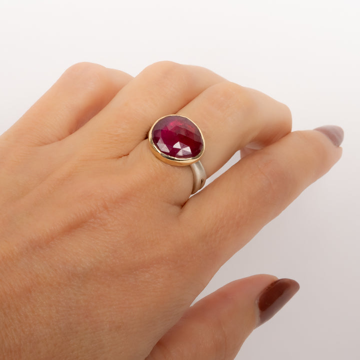 Faceted Ruby Ring