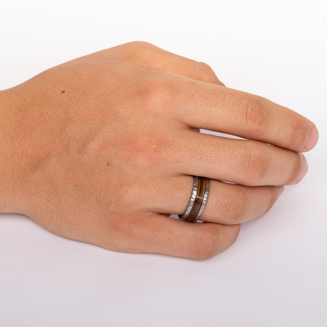Rugged Tungsten Band with Bourbon Barrel Inlay