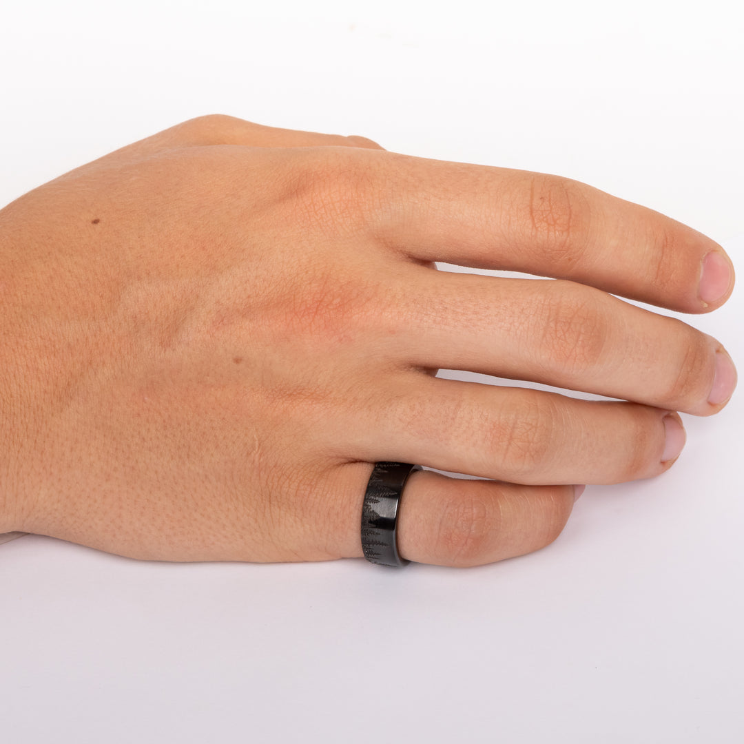 Black Diamond Ceramic Band with Forest Scene