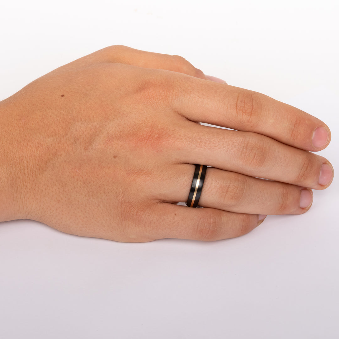Black Diamond Ceramic Band with 14K Gold Inlay