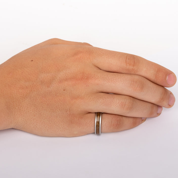 Serinium Band with Oak Bourbon Barrel Inlay
