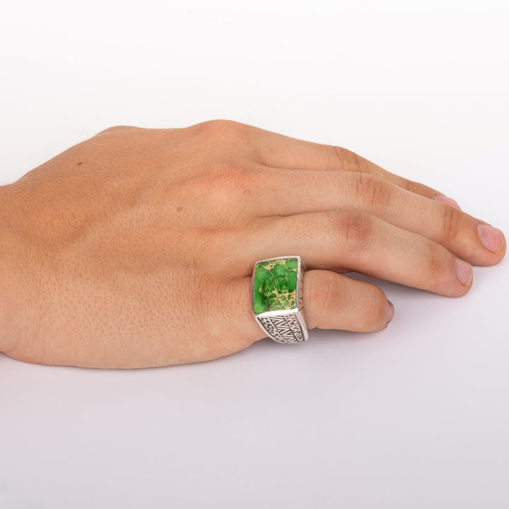 Green Turquoise Signet Ring