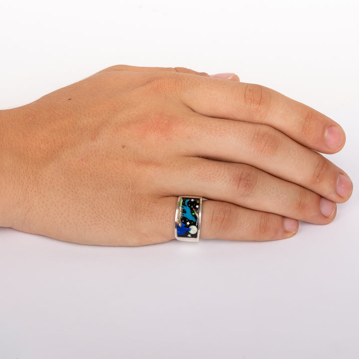 Howling Wolf Rectangular Signet Ring