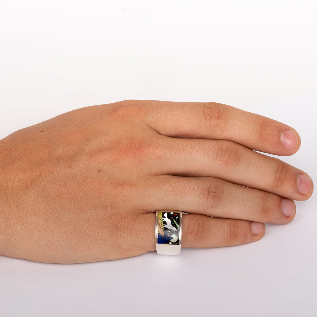 Howling Wolf Rectangular Signet Ring
