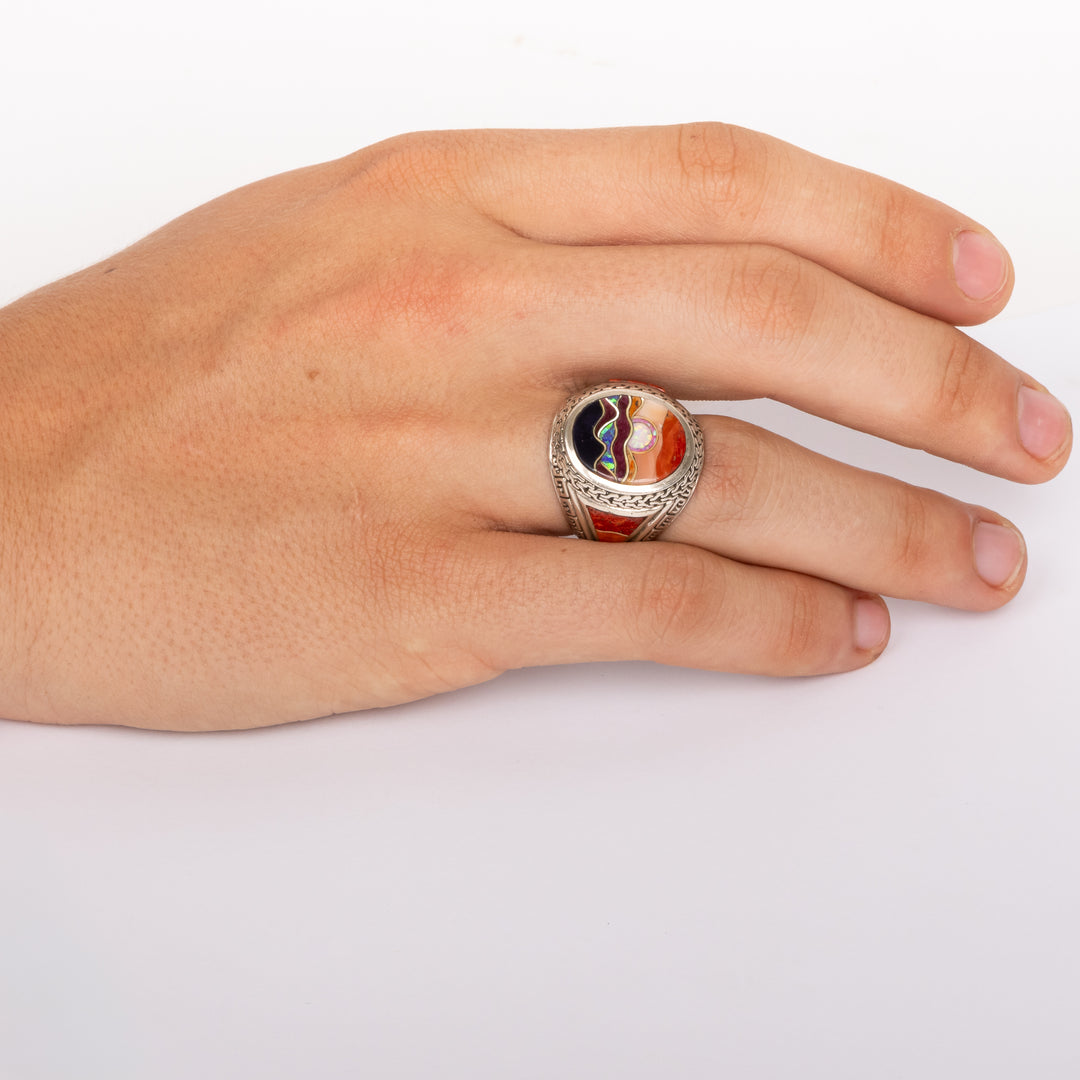 Desert Moon Inlay Signet Ring