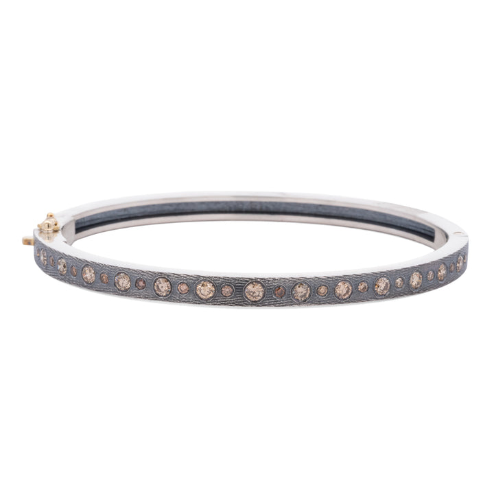 4mm Adam 5x2 Champagne Diamond Silver Bangle Bracelet