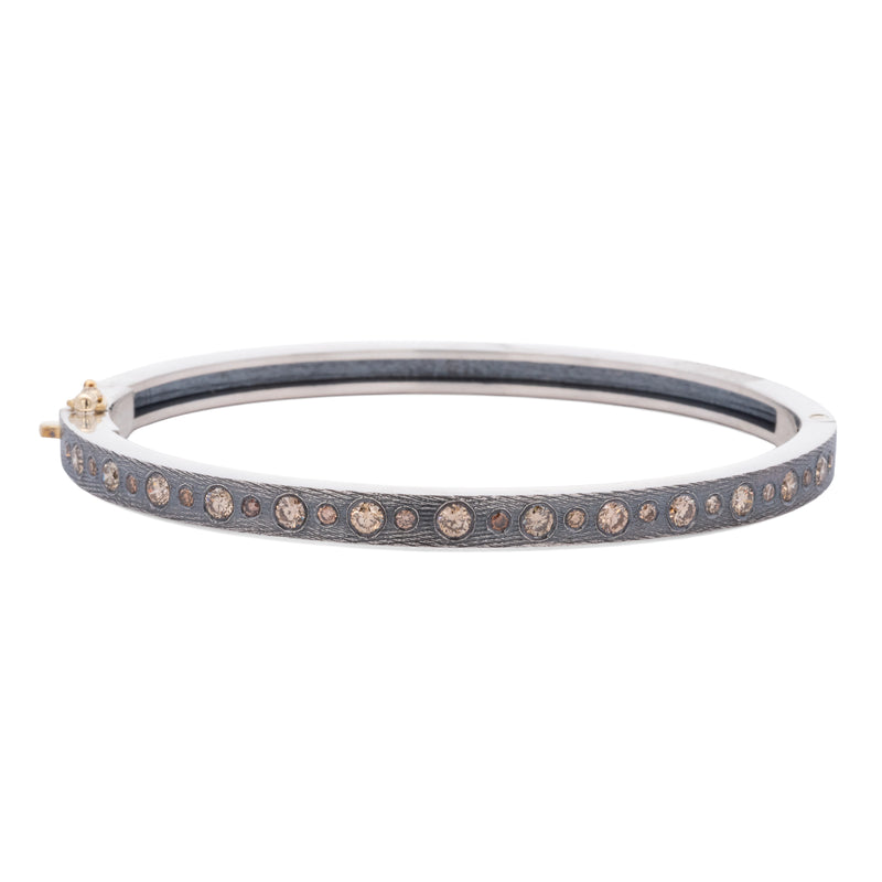 4mm Adam 5x2 Champagne Diamond Silver Bangle Bracelet