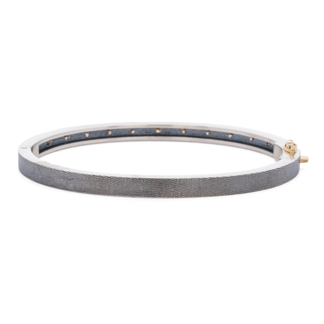 4mm Adam 5x2 Champagne Diamond Silver Bangle Bracelet