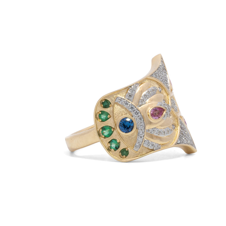 Bejeweled Sideways Hamsa Ring