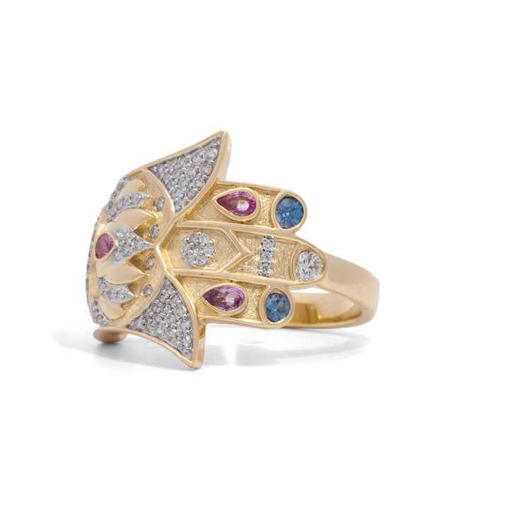 Bejeweled Sideways Hamsa Ring