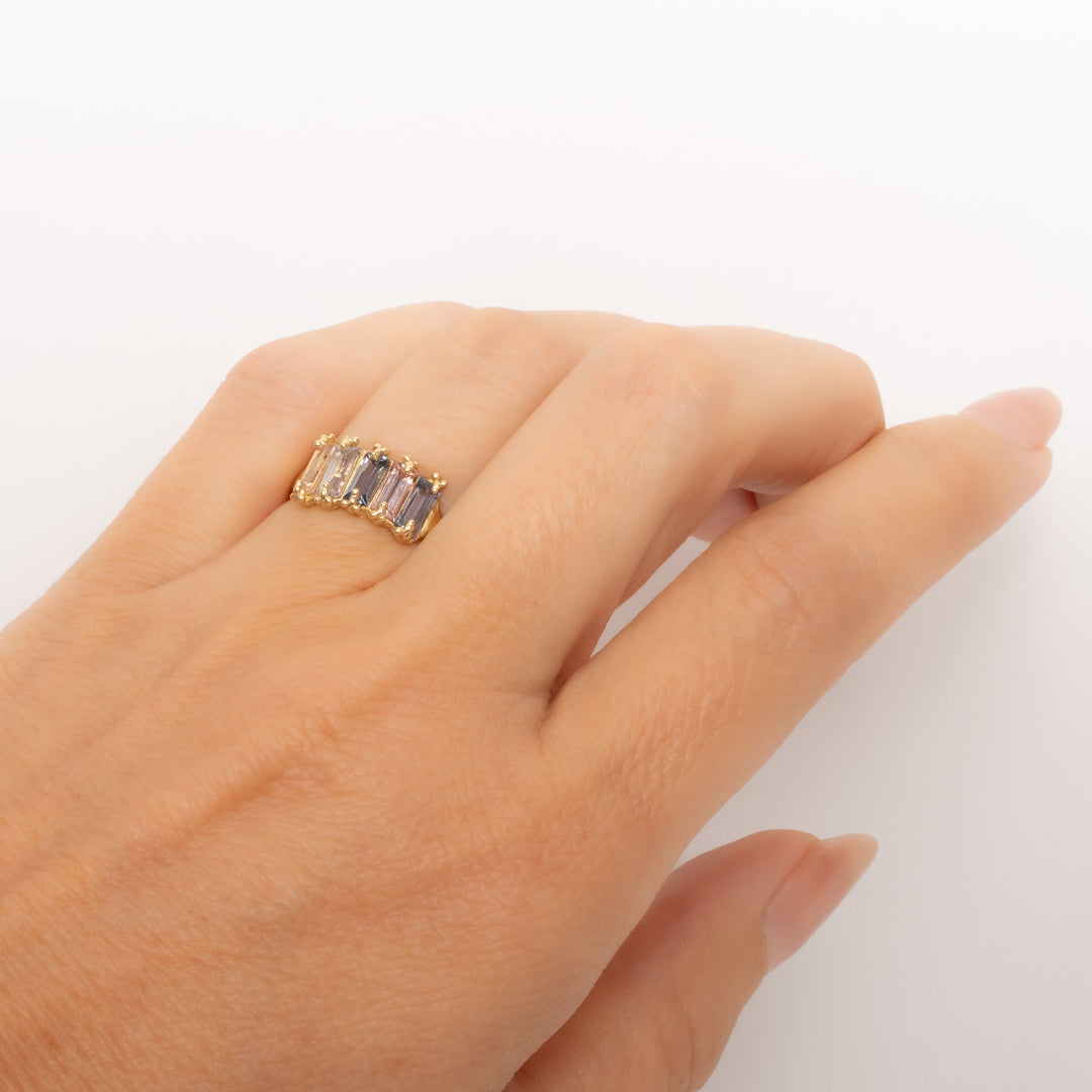 Stacked Baguette Sapphire Crown Jewels Ring