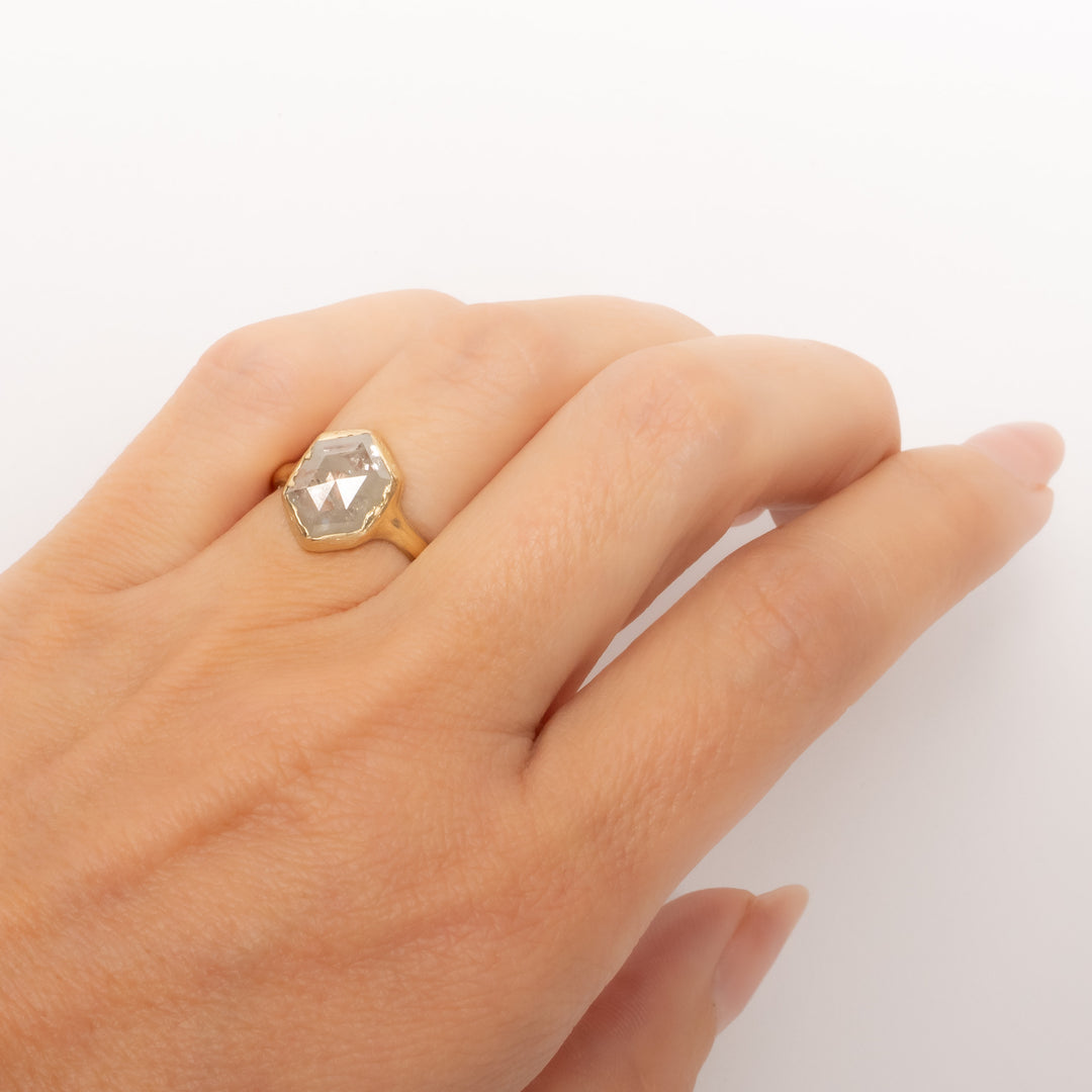 Hexagonal Rose Cut Diamond Ring