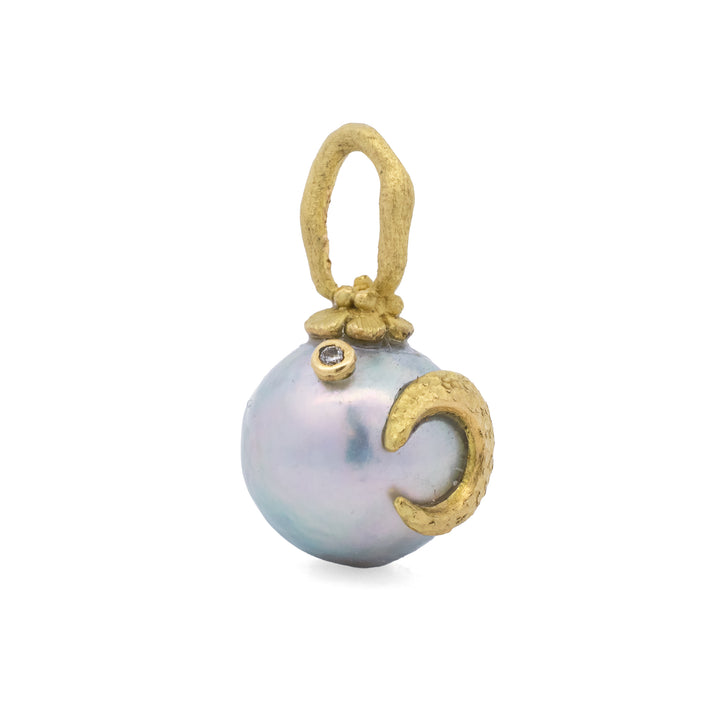 Akoya Pearl With Crescent Moon Pendant