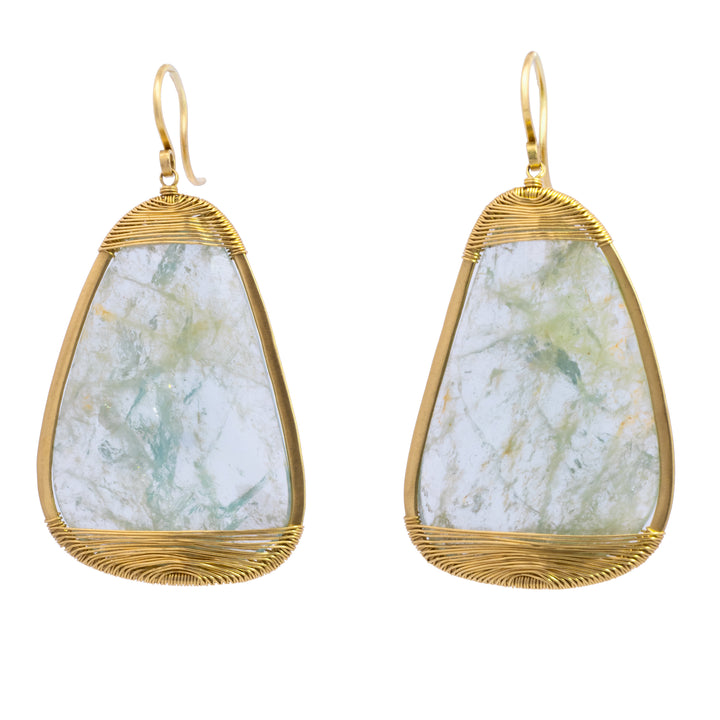 Aquamarine Wire Wrapped Drop Earrings