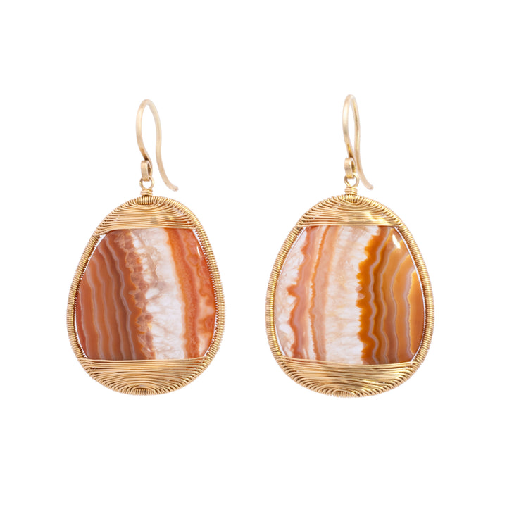 Montana Agate Wire Wrapped Drop Earrings