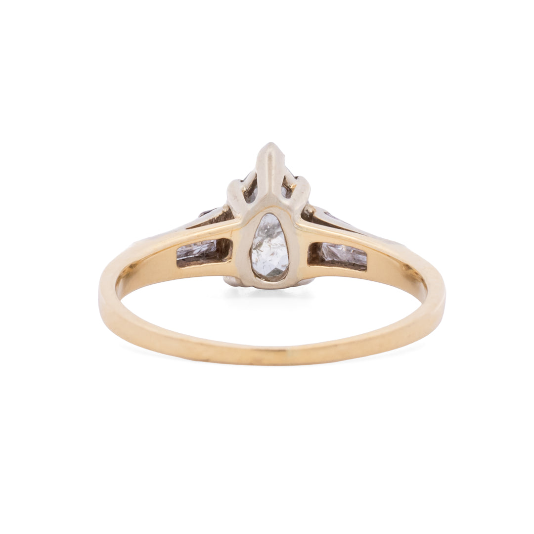 1.31ct Pear Shaped Rose Cut Salt & Pepper Diamond Ring