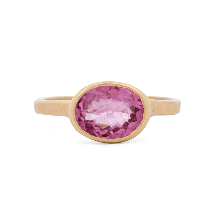 Oval Bezel Set Pink Tourmaline Ring