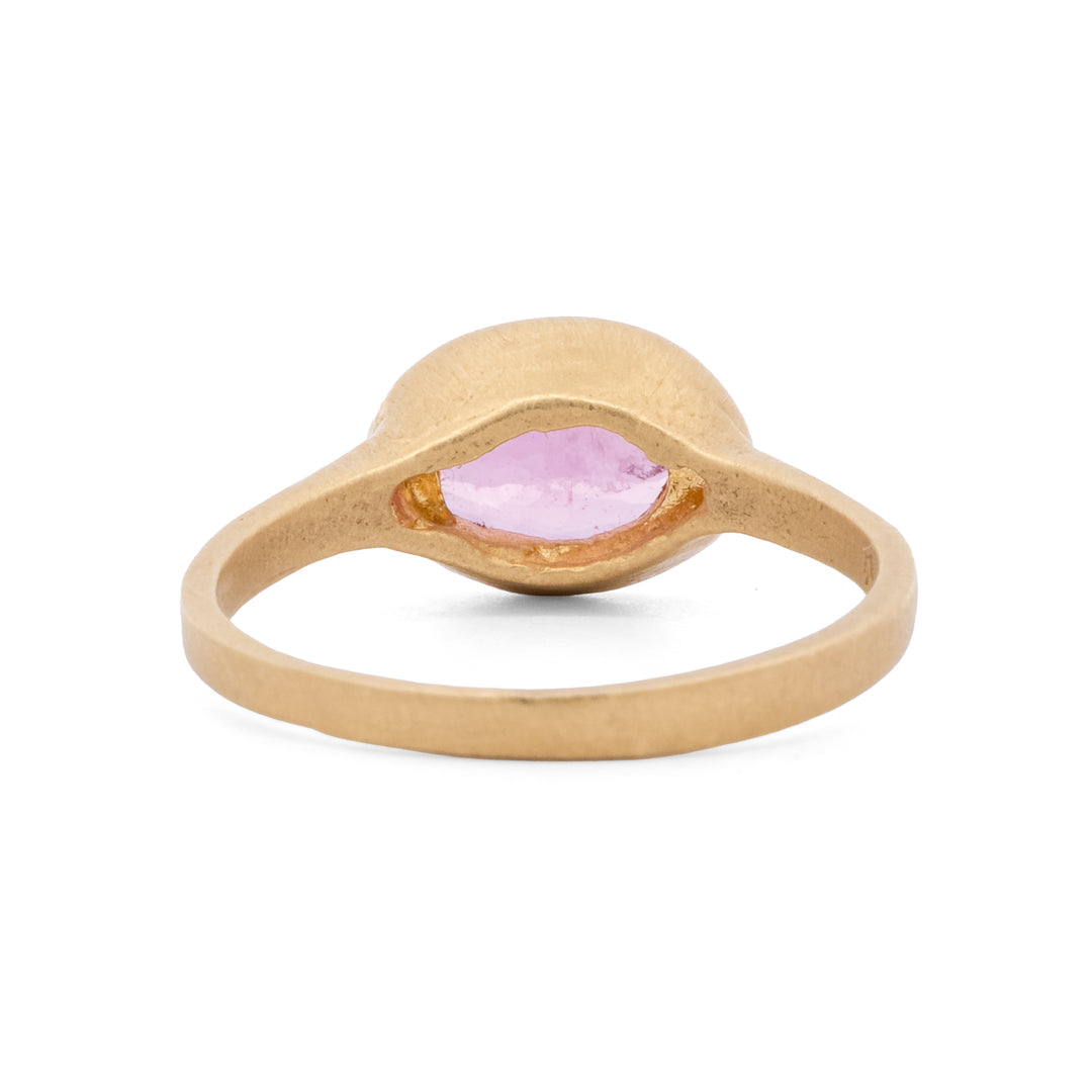 Oval Bezel Set Pink Tourmaline Ring