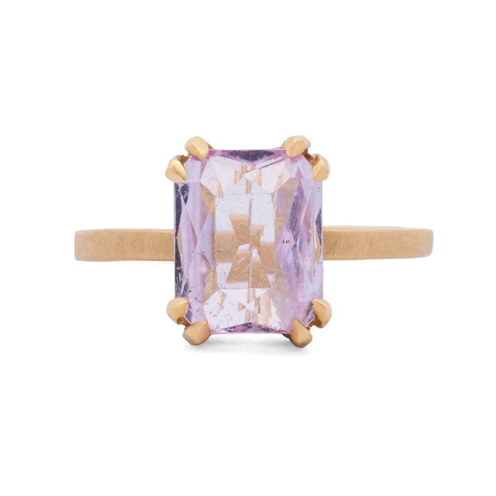 Eight Prong Emerald Cut Kunzite Ring
