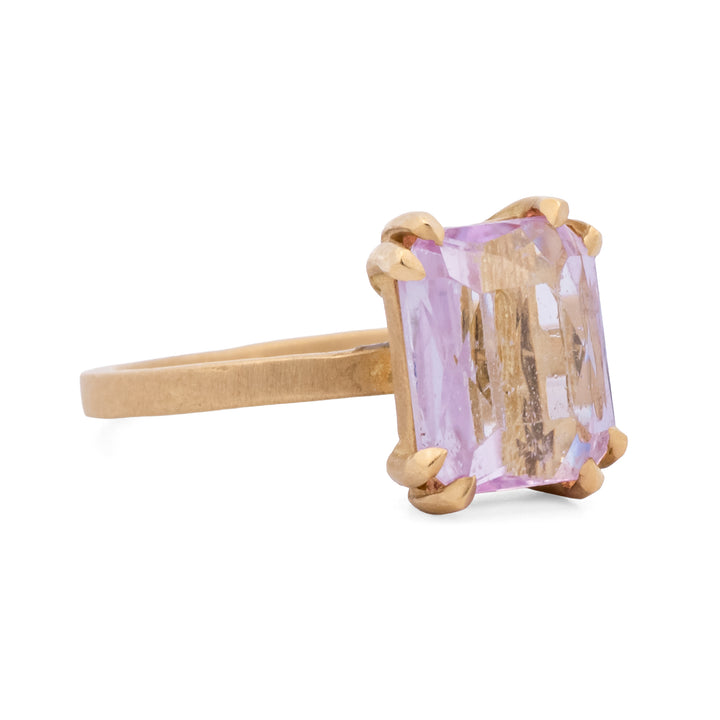 Eight Prong Emerald Cut Kunzite Ring