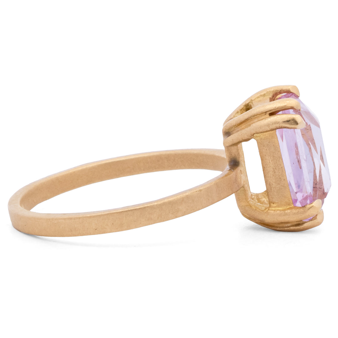 Eight Prong Emerald Cut Kunzite Ring