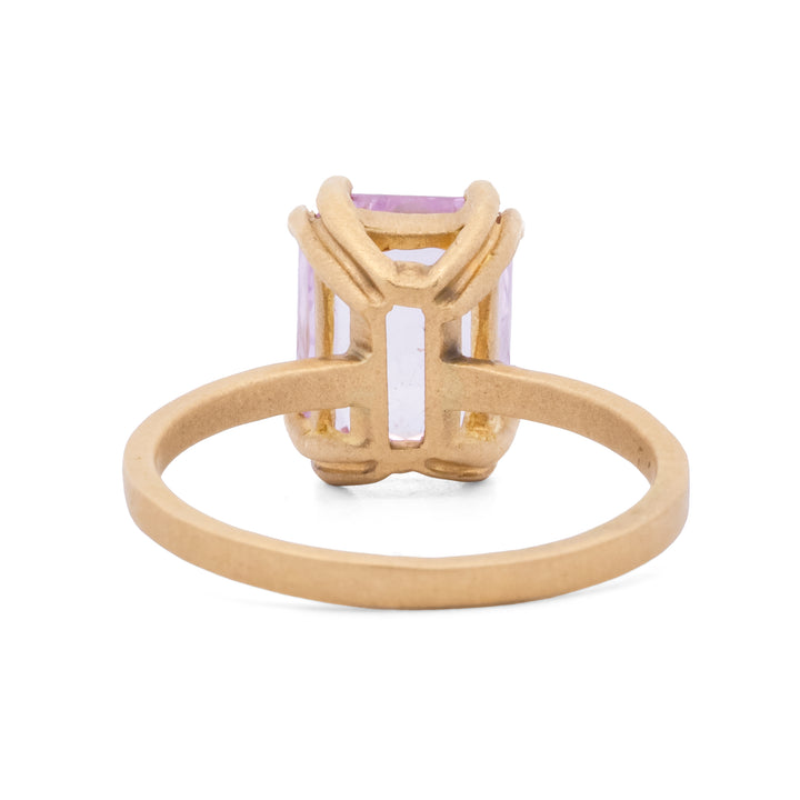 Eight Prong Emerald Cut Kunzite Ring