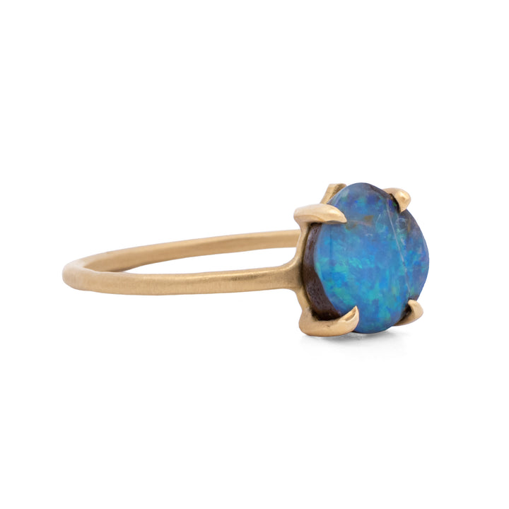 Prong Set Blue Green Australian Opal Ring