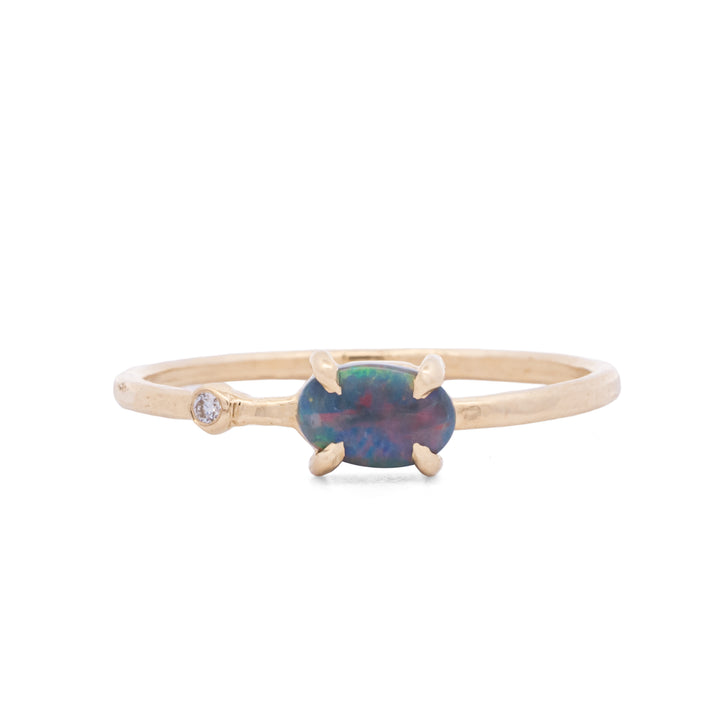 Prong Set Blue Australian Opal Ring