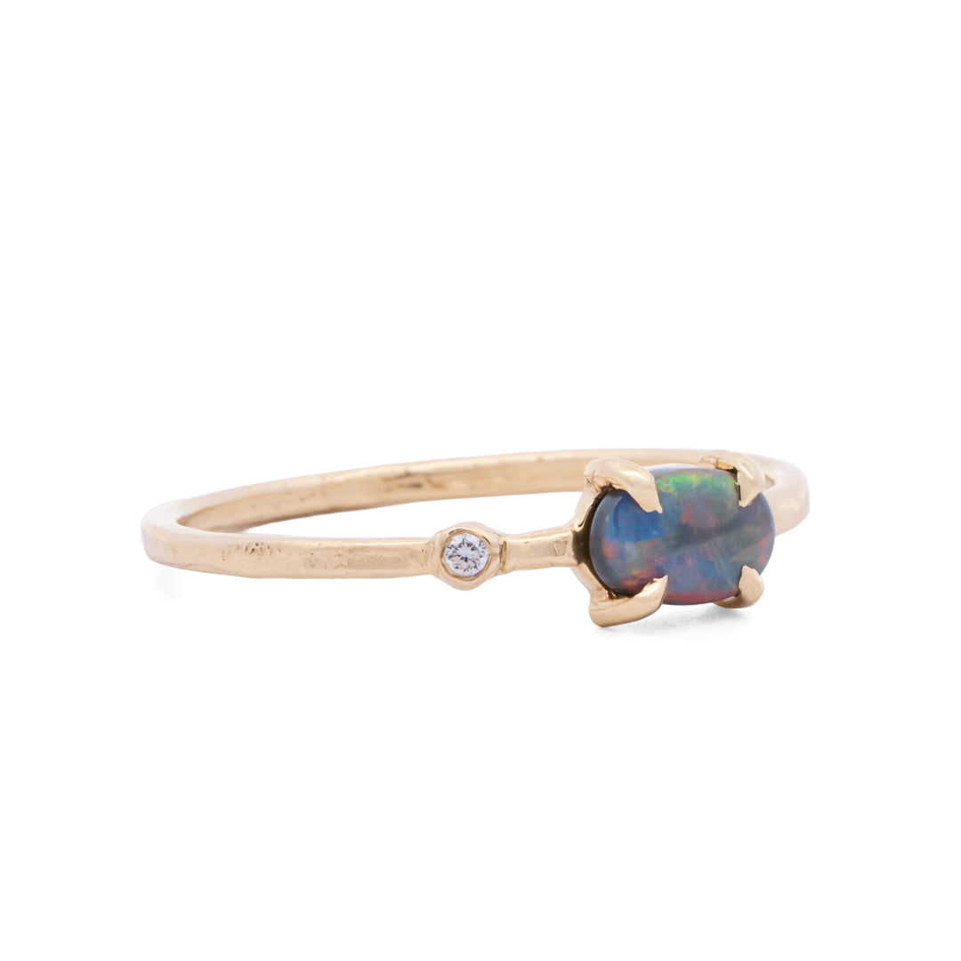 Prong Set Blue Australian Opal Ring
