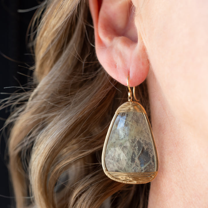 Aquamarine Wire Wrapped Drop Earrings
