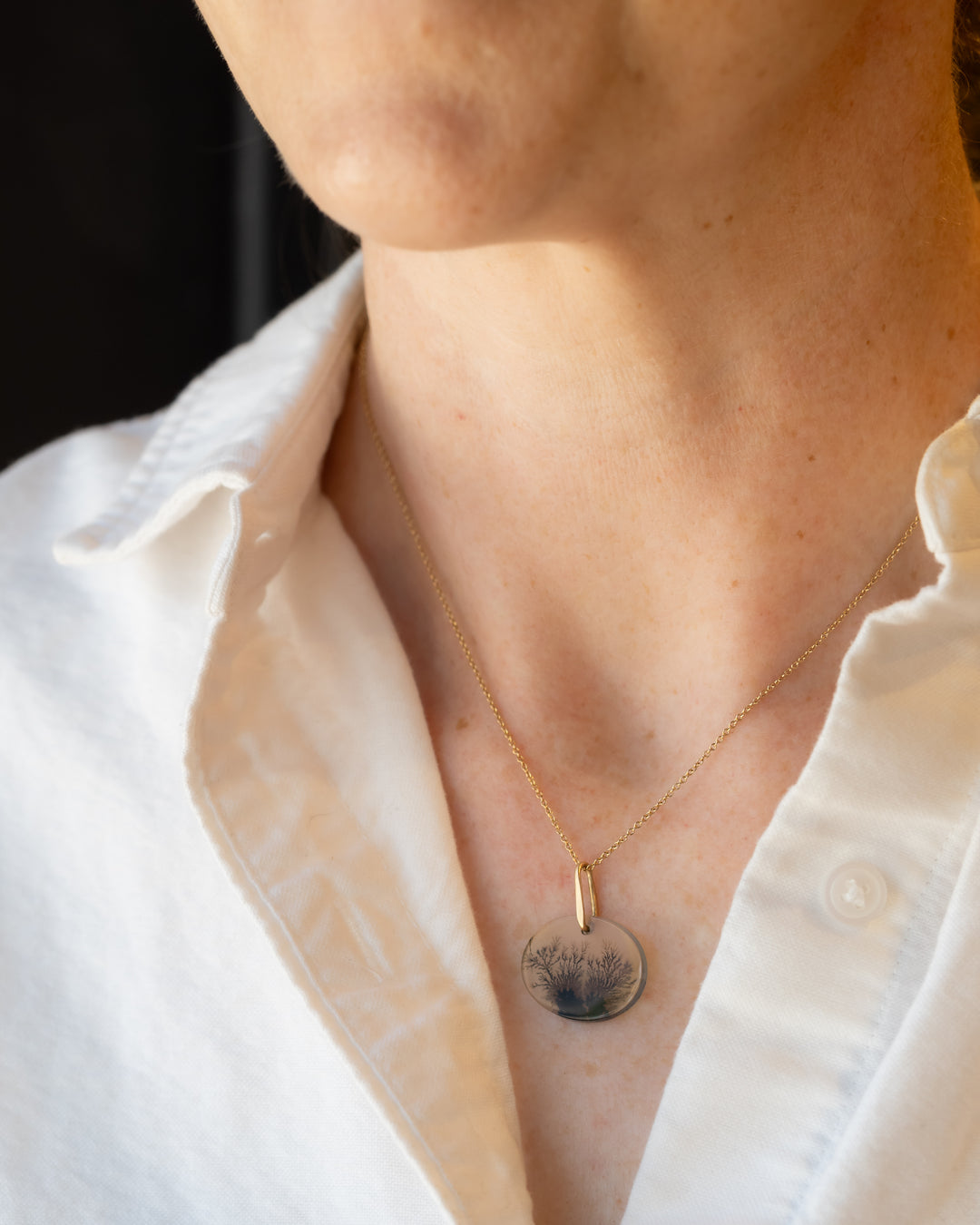 Dendritic Agate Pendant Necklace