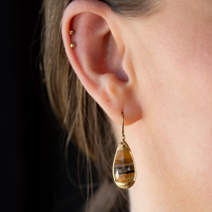 Montana Agate Teardrop Framed Drop Earrings
