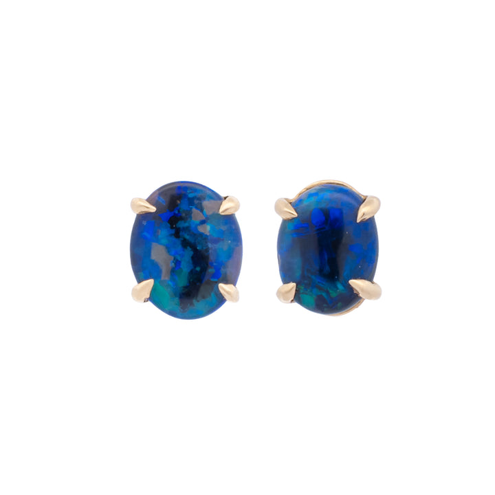 Australian Lightning Ridge Black Opal Post Earrings