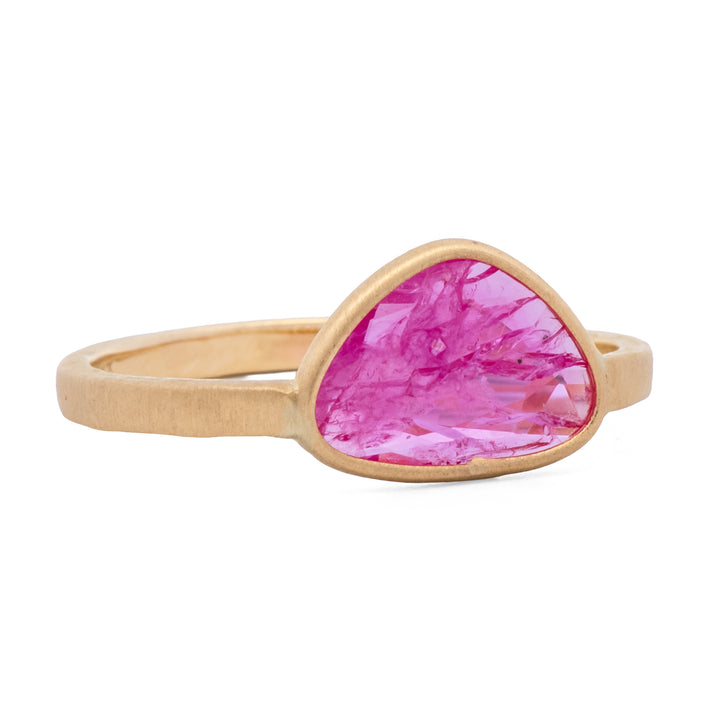 Asymmetrical Rose Cut Raspberry Ruby Ring