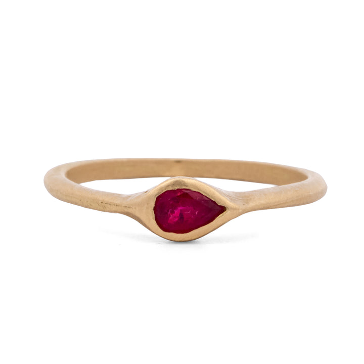 Horizontal Pear Shaped Ruby Ring