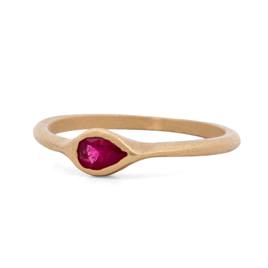 Horizontal Pear Shaped Ruby Ring