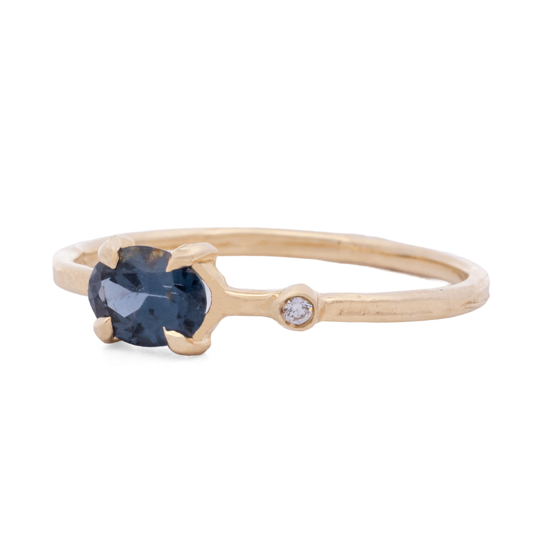 Dark Blue Spinel Prong Set Ring