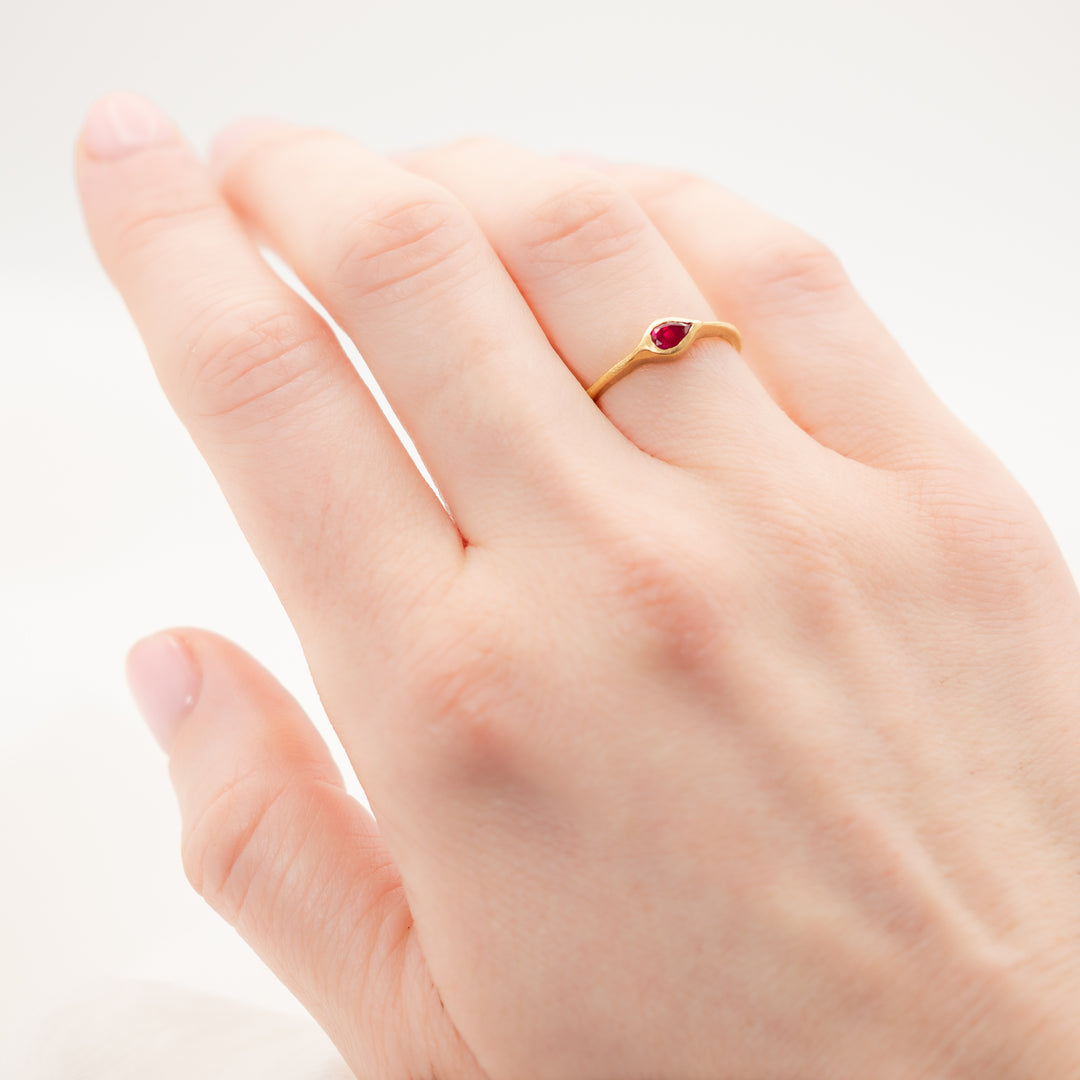 Horizontal Pear Shaped Ruby Ring
