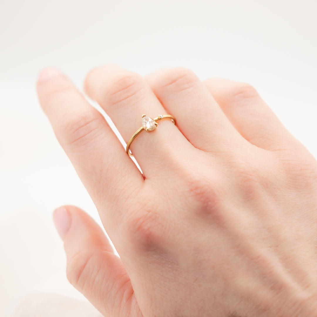 0.44ct Champagne Pear Shaped Diamond Ring