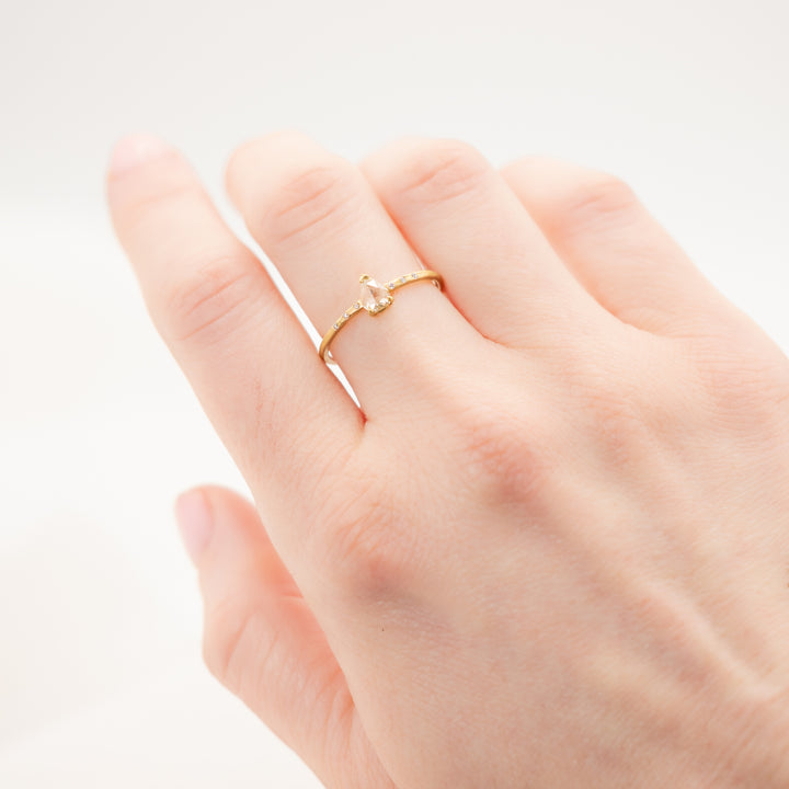 0.42ct Rose Cut Pear Shaped Prong Set Diamond Ring