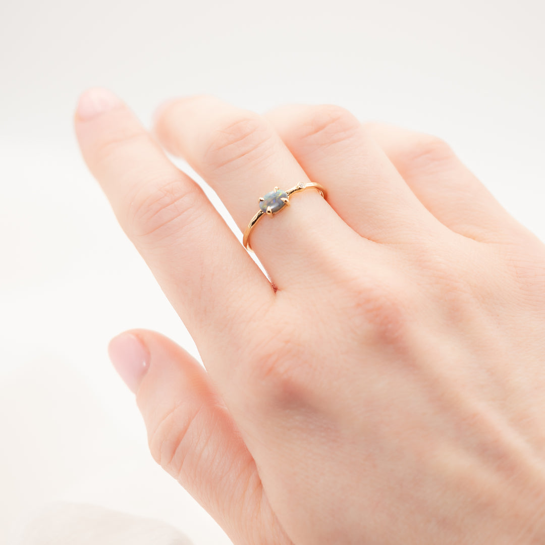 Prong Set Blue Australian Opal Ring