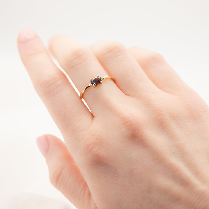 Dark Blue Spinel Prong Set Ring